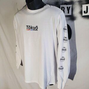 T Bar X Cotton On Long Sleeve White Tokyo Hustle T-shirt Sz L